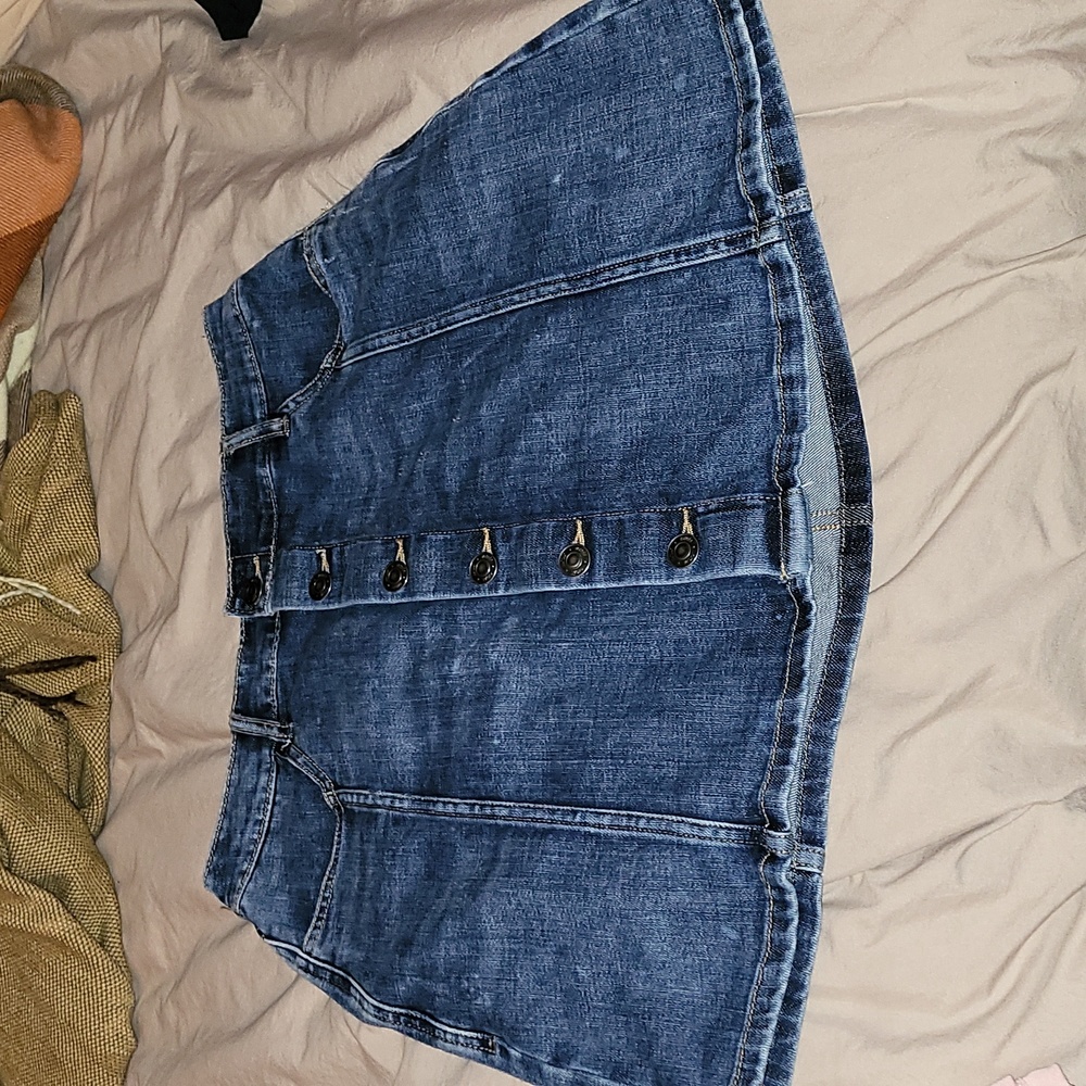 Aerie Blue Mini A-Line Jean Skirt